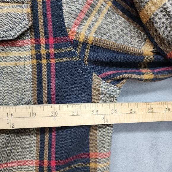 Orvis Shacket XL Men Brown Plaid Flannel Cotton Button Front Outdoor Camp Cabin - Picture 11 of 16